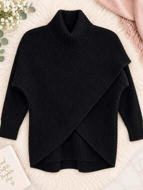 Republic Clothing Corp Black Oversized Knit Sweater Small Cashmere